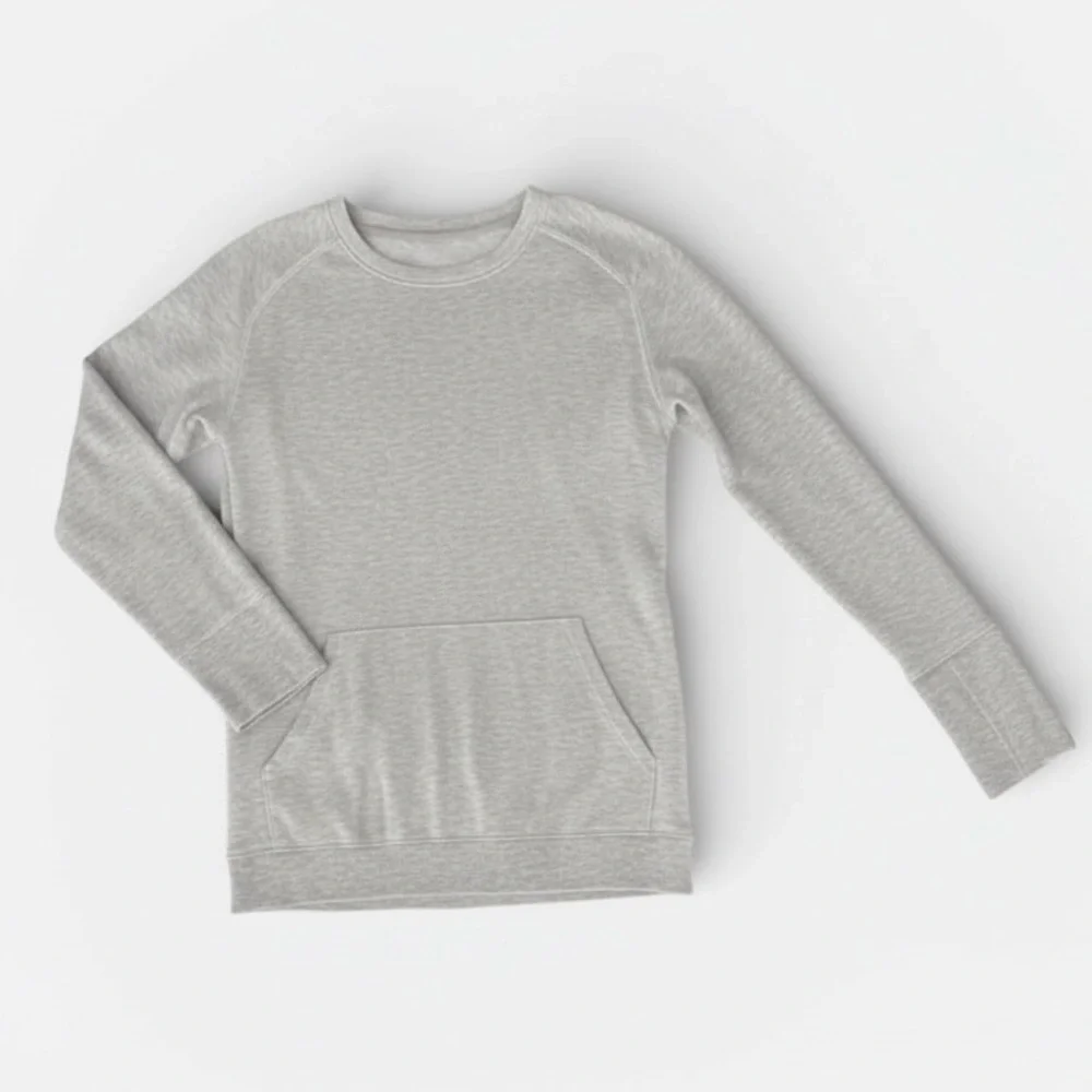 All in motion girls XL Gray Long Sleeve Top Thumbholes Pocket - Picture 10 of 11